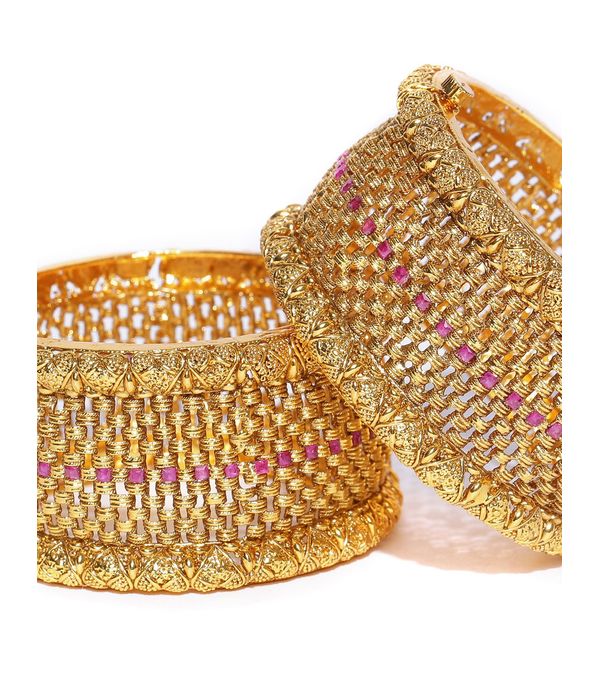 YouBella Stylish Traditional Jewellery Gold Plated Bangle Set for Women (Golden) (YB_MYN_46238_2.4)