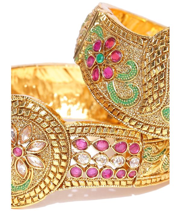 YouBella Stylish Traditional Jewellery Gold Plated Bangle Set for Women (Golden) (YB_MYN_46246_2.4)