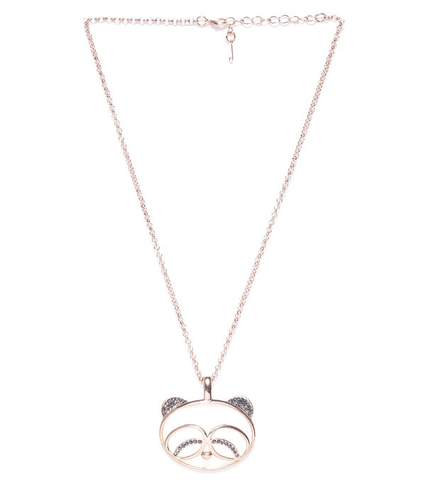 YouBella Off-White  Gold-Toned Stone-Studded Pendant with Chain