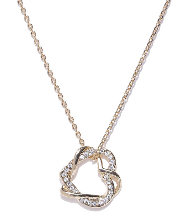 YouBella Gold-Toned Heart-Shaped Stone-Studded Pendant with Chain