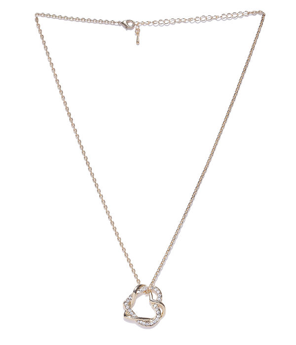 YouBella Gold-Toned Heart-Shaped Stone-Studded Pendant with Chain