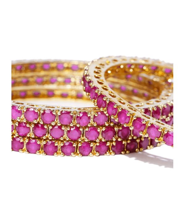 YouBella Set of 4 Pink  Gold-Toned Stone-Studded Bangles