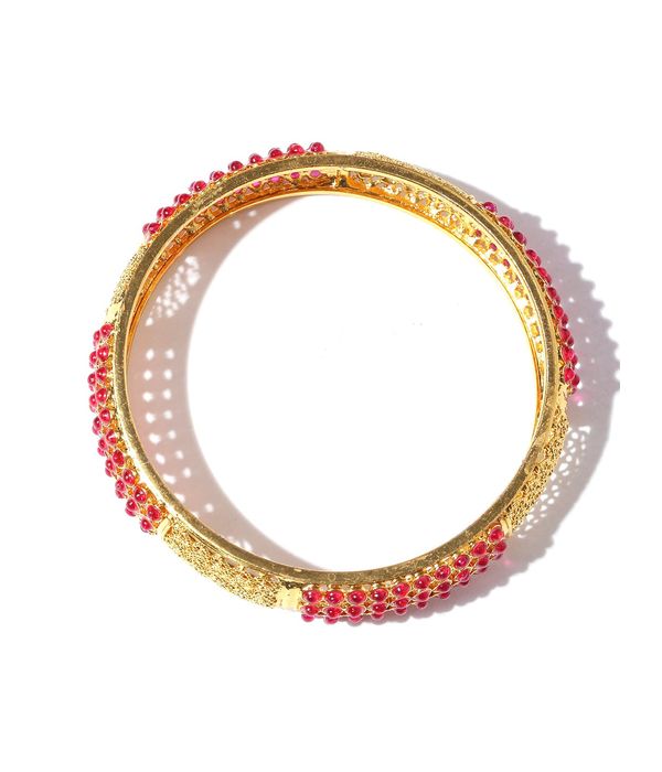 YouBella Set of 2 Pink  Gold-Toned Stone-Studded Bangles