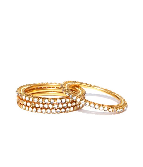 YouBella Set of 4 Gold-Toned Stone-Studded Bangles