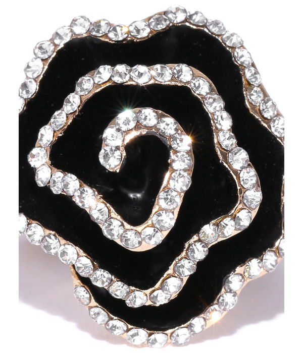YouBella Black  Gold-Toned Stone-Studded Adjustable Ring