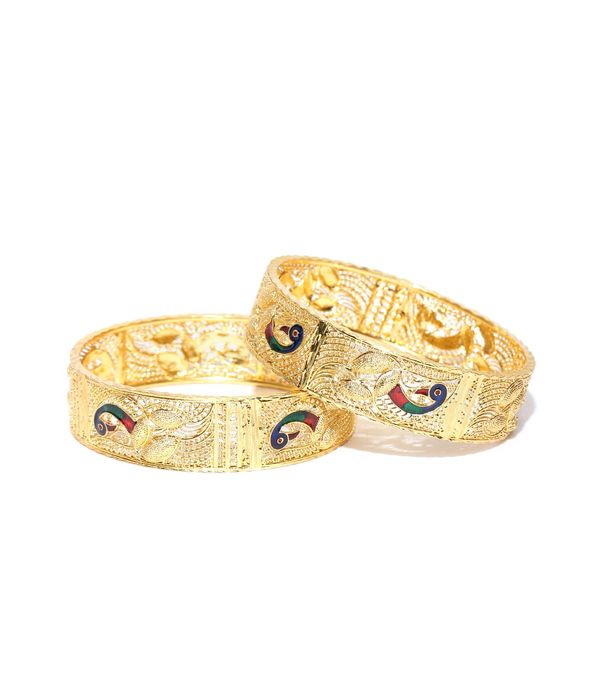 YouBella Set of 2 Gold-Toned Textured Bangles