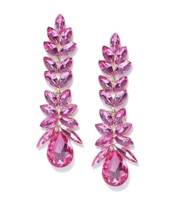 YouBella Pink Gold-Plated Contemporary Drop Earrings