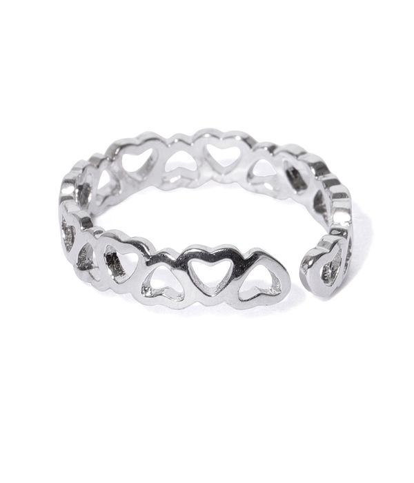 YouBella Women Silver-Toned Heart-Shaped Adjustable Ring