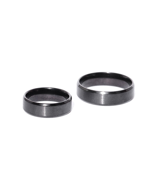 YouBella Gunmetal-Toned Couple Ring Set