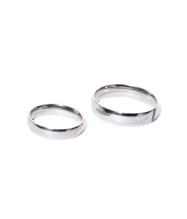 YouBella Silver-Toned Couple Ring Set