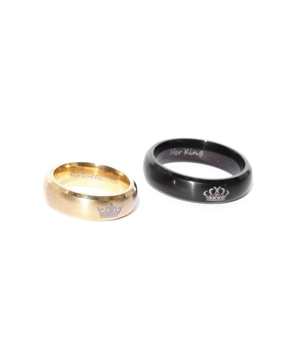 YouBella Black  Gold-Toned Couple Ring Set