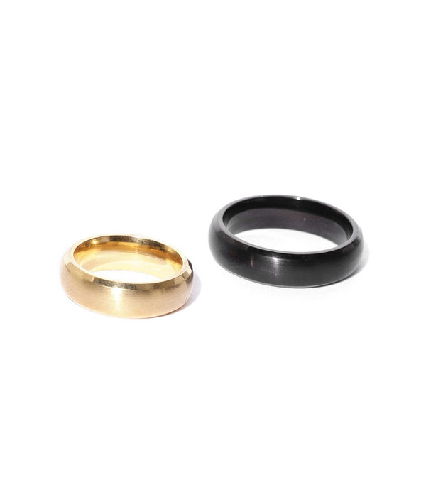 YouBella Black  Gold-Toned Couple Ring Set