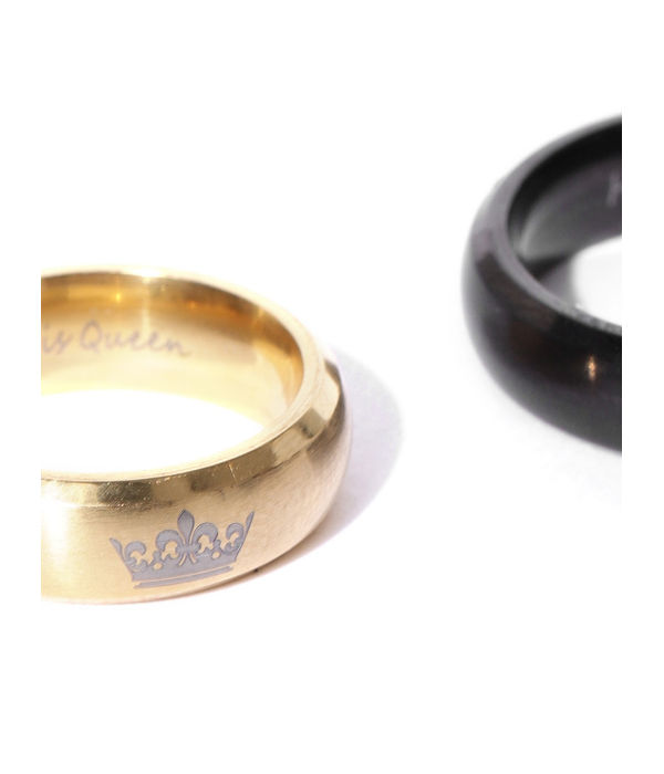 YouBella Black  Gold-Toned Couple Ring Set