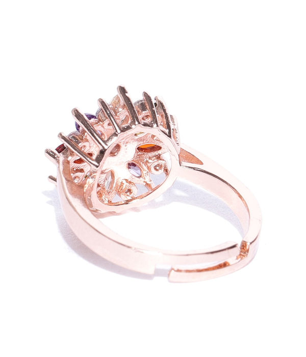 YouBella Women Rose Gold-Toned Stone-Studded Adjustable Ring