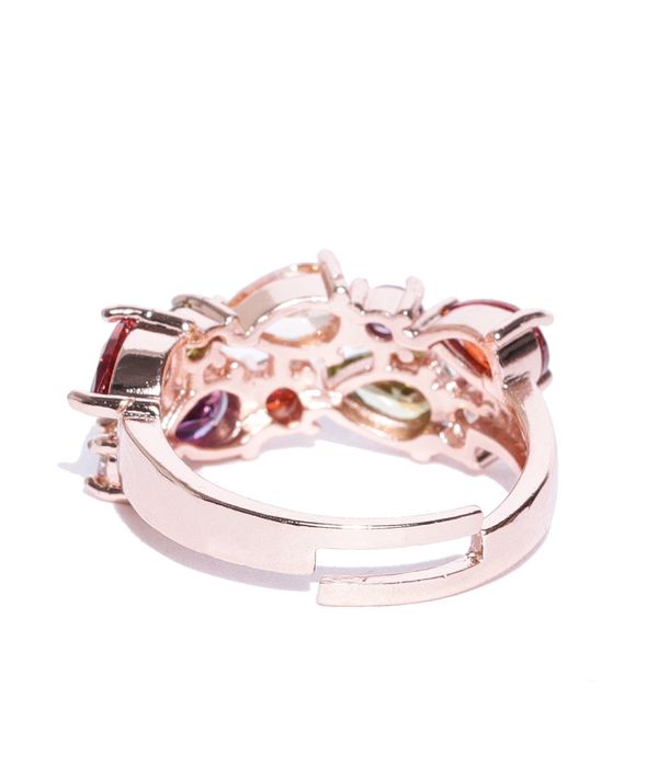 YouBella Women Rose Gold-Toned Stone-Studded Adjustable Ring