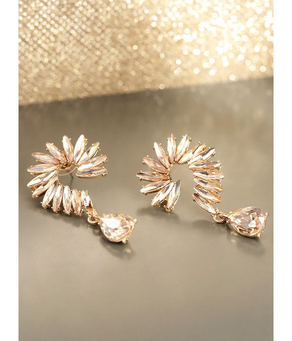 YouBella Gold-Plated Stone-Studded Spiked Drop Earrings