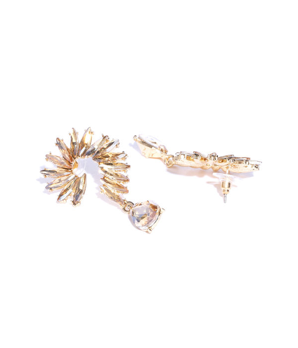 YouBella Gold-Plated Stone-Studded Spiked Drop Earrings