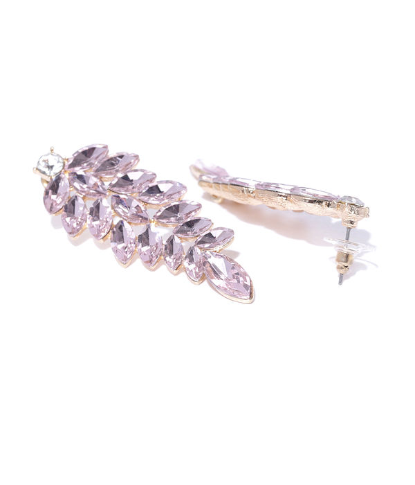 YouBella Pink Gold-Plated Stone-Studded Drop Earrings