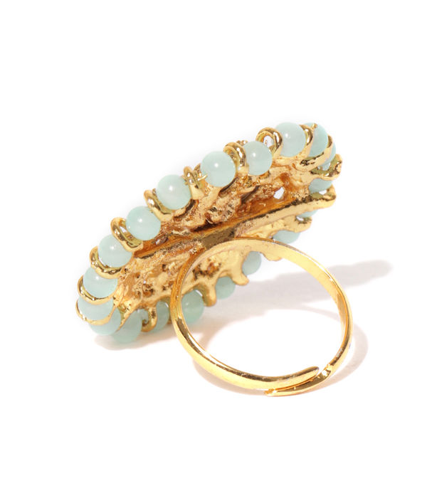 YouBella Sea Green Gold-Plated Adjustable Finger Ring