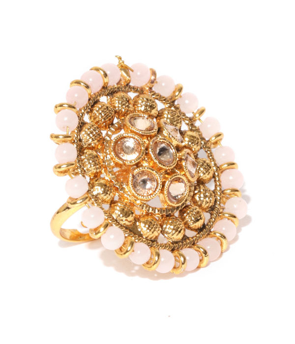 YouBella Pink Gold-Plated Adjustable Finger Ring