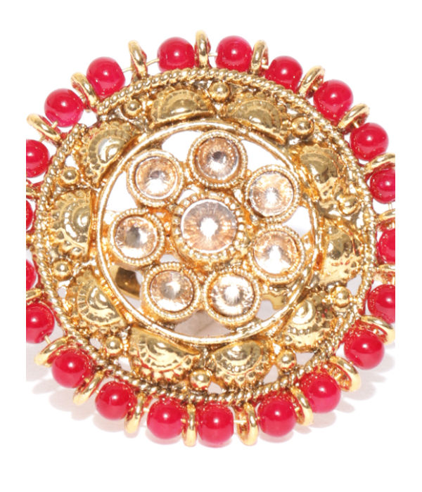 YouBella Red Gold-Plated Adjustable Finger Ring