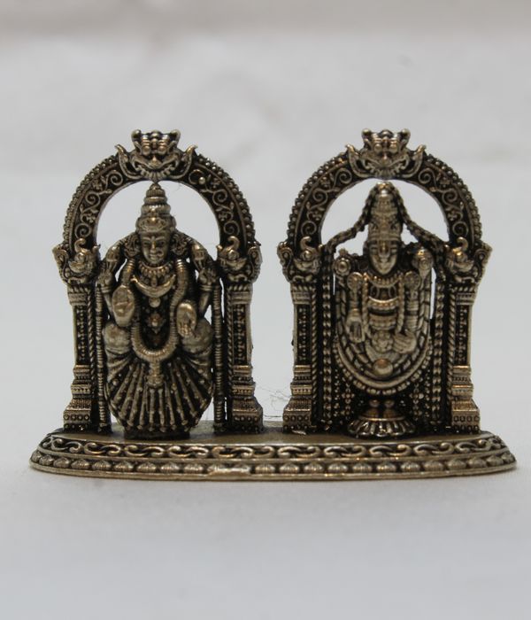 Antique Silver Lord Venkateshwara and Devi Lakshmi Idol