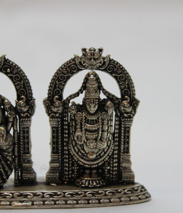 Antique Silver Lord Venkateshwara and Devi Lakshmi Idol