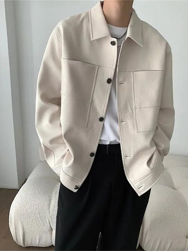 Men's Pockets Lapel Single Breasted Jackets Solid Color Vacation Casual Coats