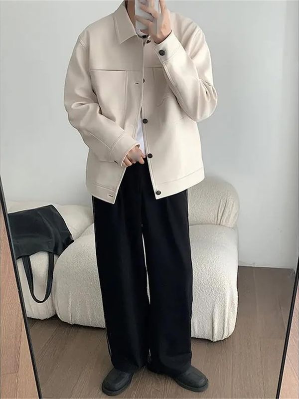 Men's Pockets Lapel Single Breasted Jackets Solid Color Vacation Casual Coats