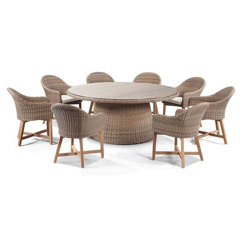 Outdoor Dining Table with Coastal Wicker Chairs Outdoor Dining Table with Coastal Wicker Chairs