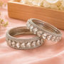 Premium Silver-Tone Crystal Stone Bangles Set (Pack of 6)