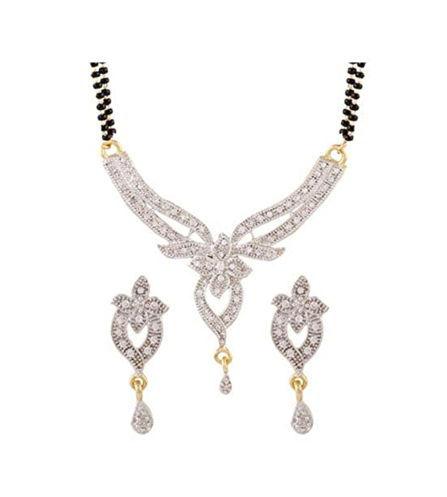 YouBella Women's Pride Collection Combo of Three Designer American Diamond Mangalsutra