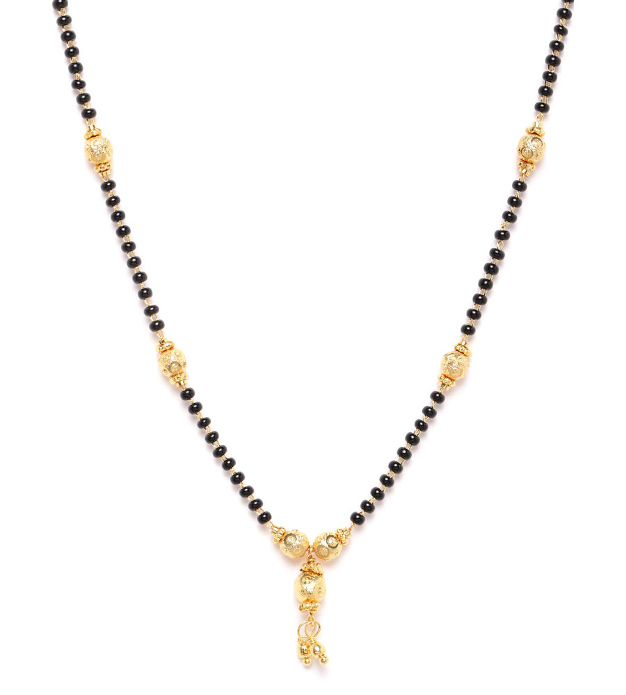 YouBella Black Gold-Plated Beaded Mangalsutra