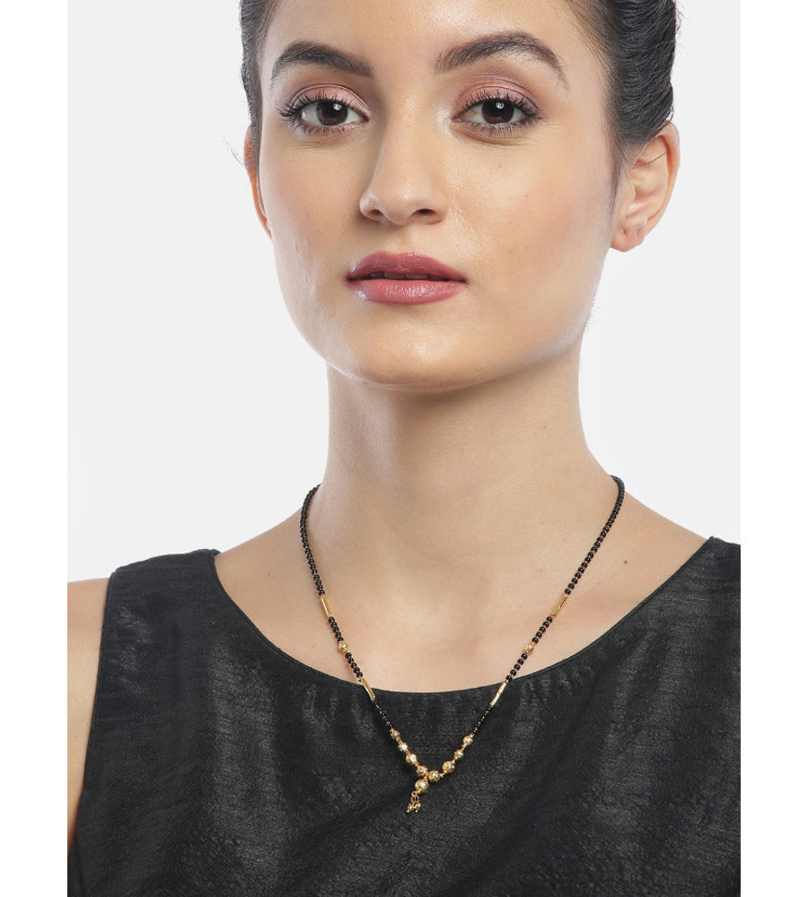 YouBella Black Gold-Plated Beaded Mangalsutra