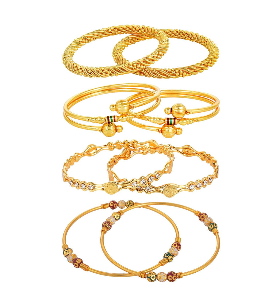 YouBella Designer Gold Plated Jewellery Bangles for Women and Girls - Combo of 4 (2.4)