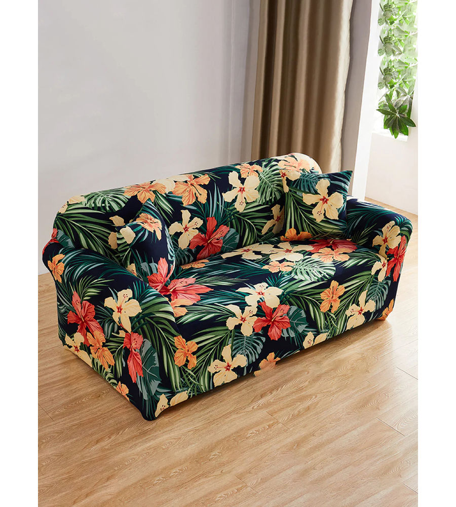 YouBella Universal Sofa Cover Big Elasticity Cover for Couch Flexible Stretch Sofa Slipcover Floral Prints (Multi-Color Floral, 1 Seater)