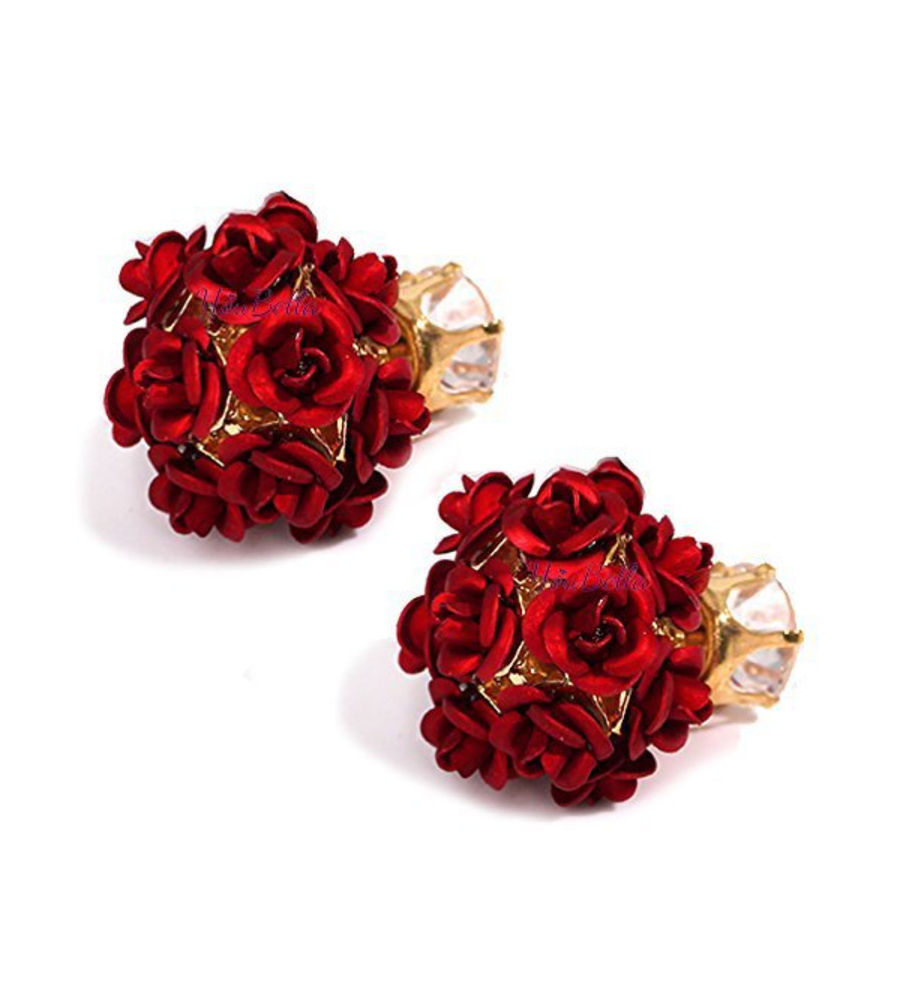 Valentine YouBella Jewellery Combo of Gold Plated Rose Flower,Stylish Floral Fancy Earrings for Girls and Women and Charm Bangle Bracelet for Girls/Women