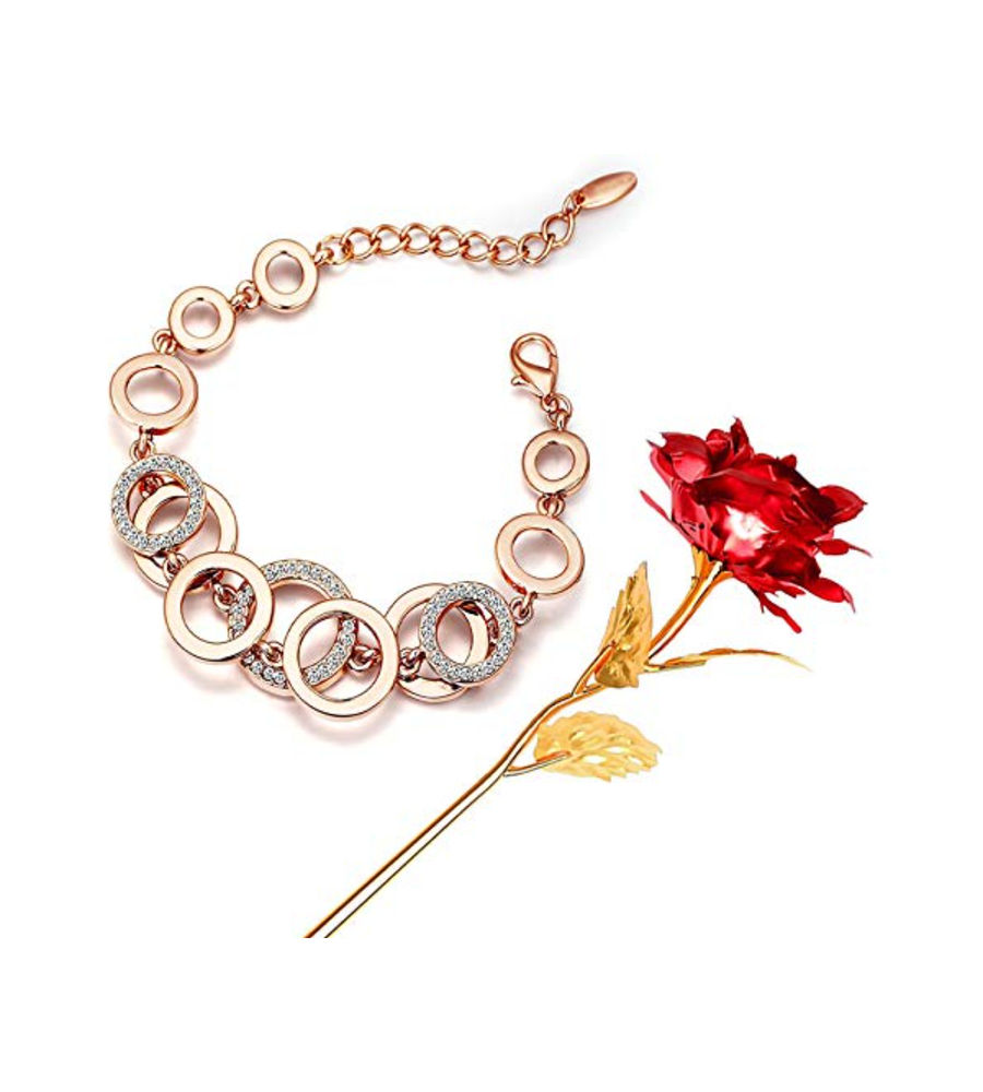 Valentine YouBella Jewellery Combo of Gold Plated Rose Flower and Charm Bangle Bracelet for Girls/Women