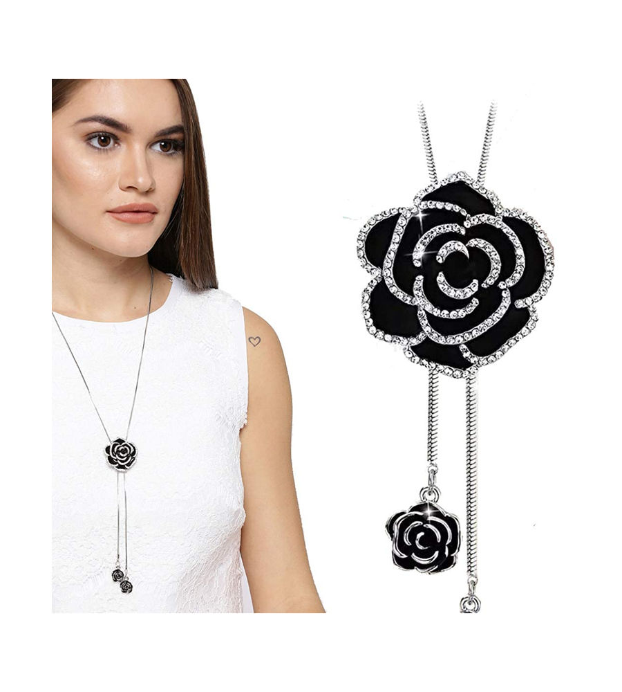 Valentine YouBella Jewellery Combo of Gold Plated Rose Flower and Necklace Chain for Girls/Women