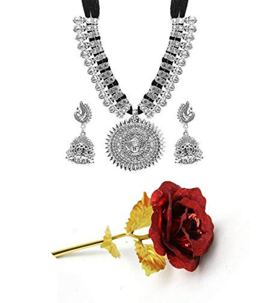 Valentine YouBella Jewellery Combo of Gold Plated Rose Flower and Jewellery Necklace Set for Girls/Women