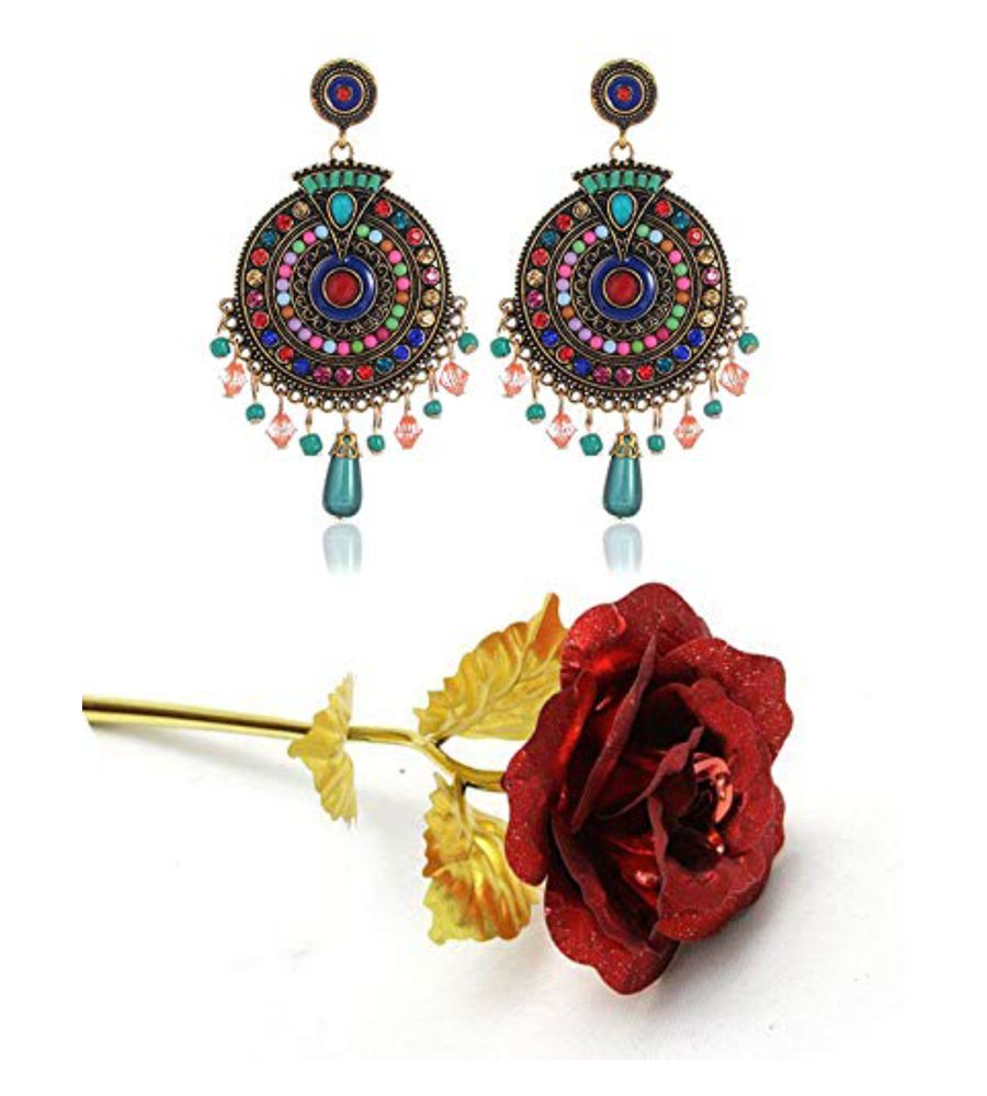 Valentine Gifts for Her : YouBella Jewellery Combo of Gold plated Rose Flower and Earrings for Girls/Women