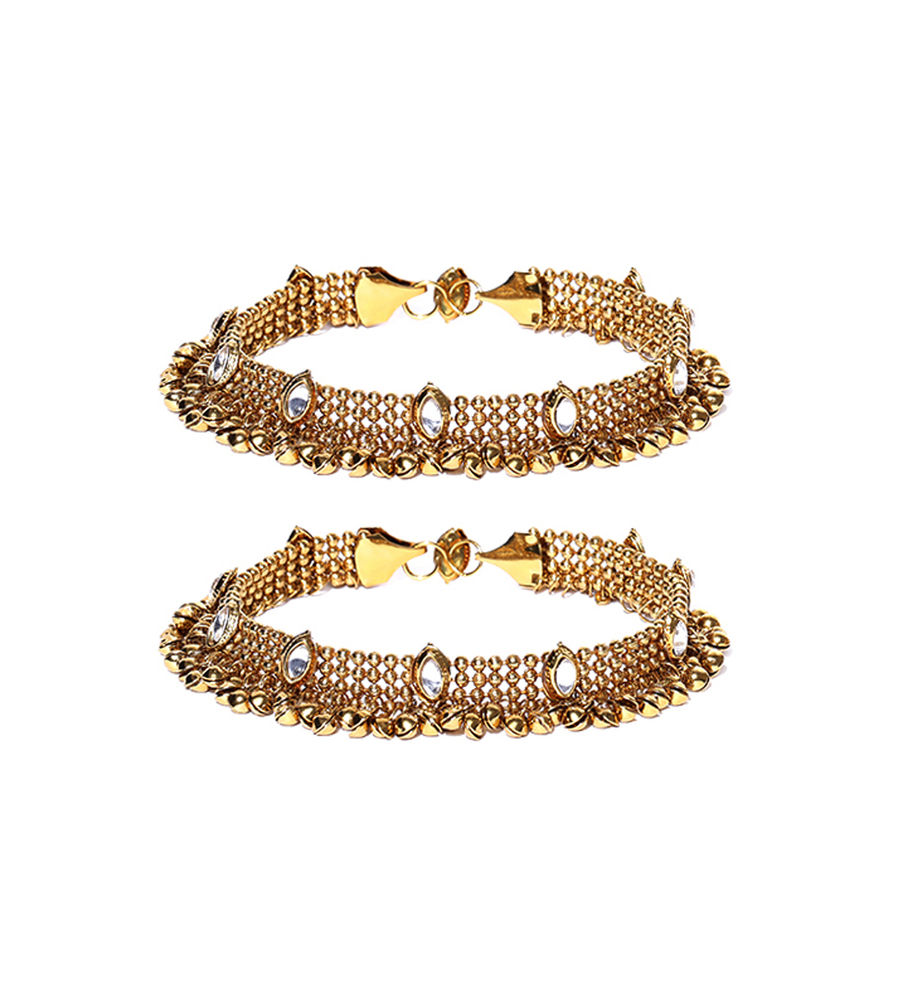 YouBella Gold Plated Copper Strand Stylish Party Wear Anklets for Women and Girls