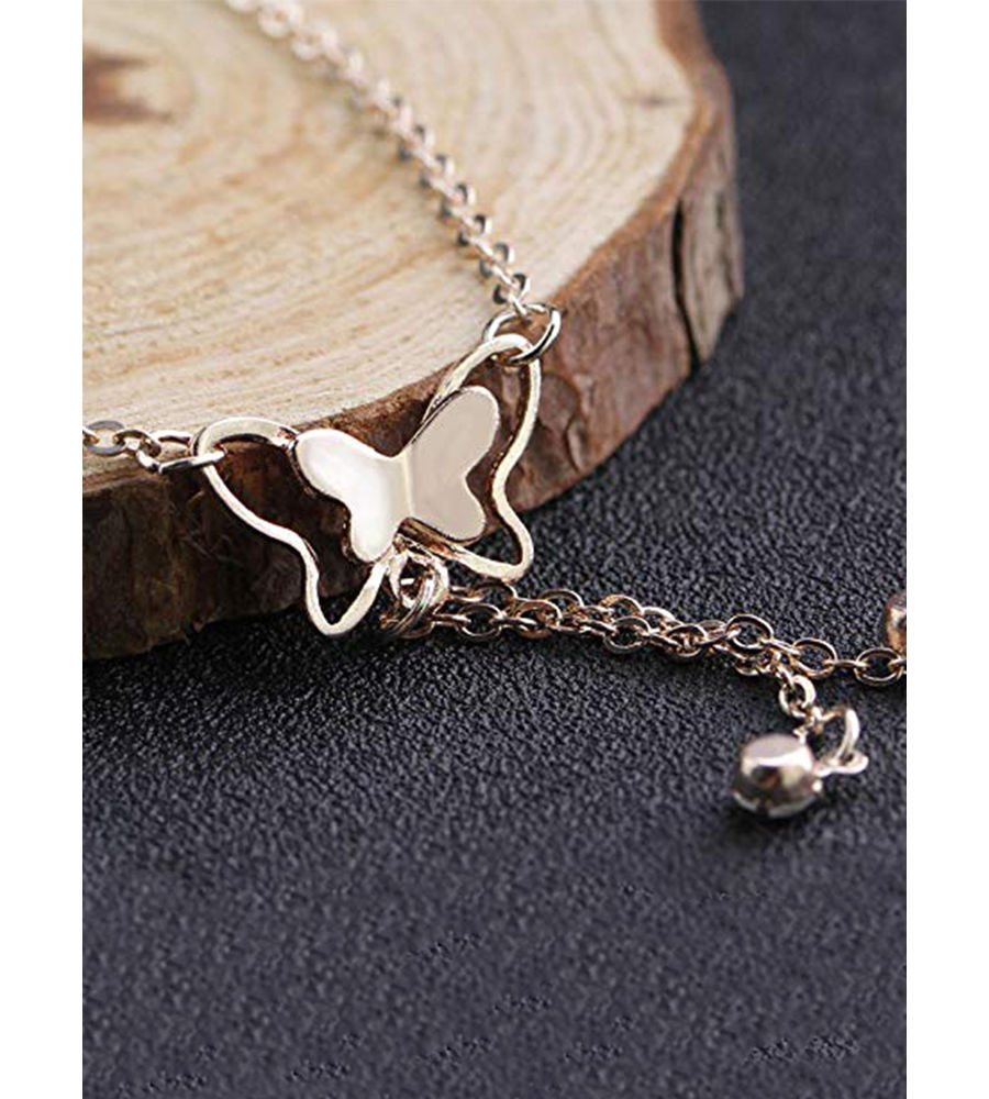 YouBella 18k Rose Gold Plated Butterfly Anklet for Women and Girls