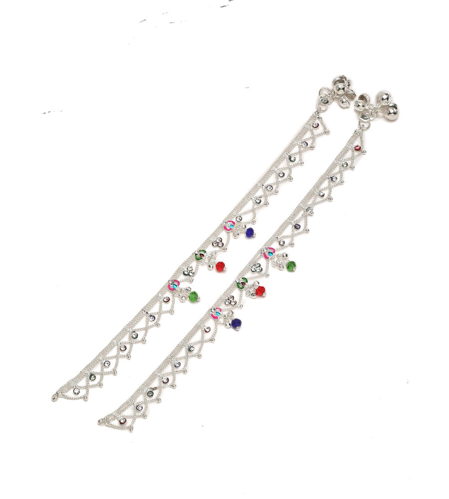 YouBella Jewellery Silver Plated Stylish Handmade Anklets for Girls and Women