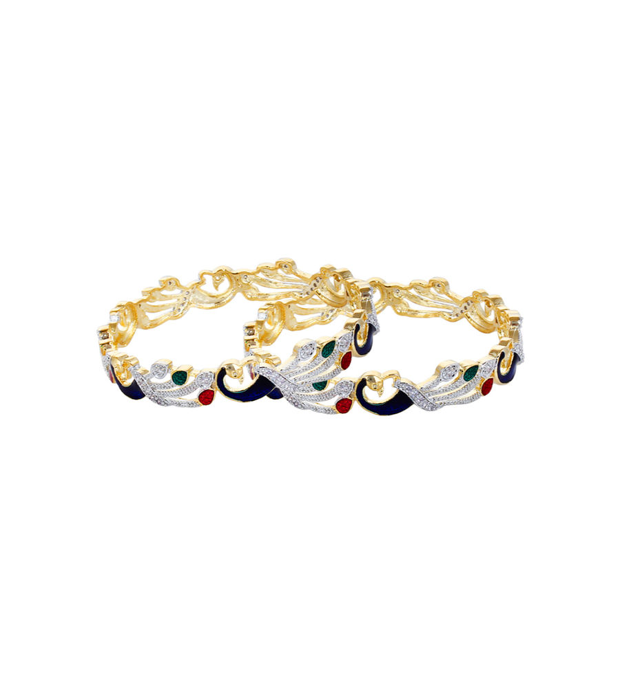 YouBella Stylish Traditional Jewellery American Diamond Bangle Set for Women (Multi-Colour)(YBBN_8806)