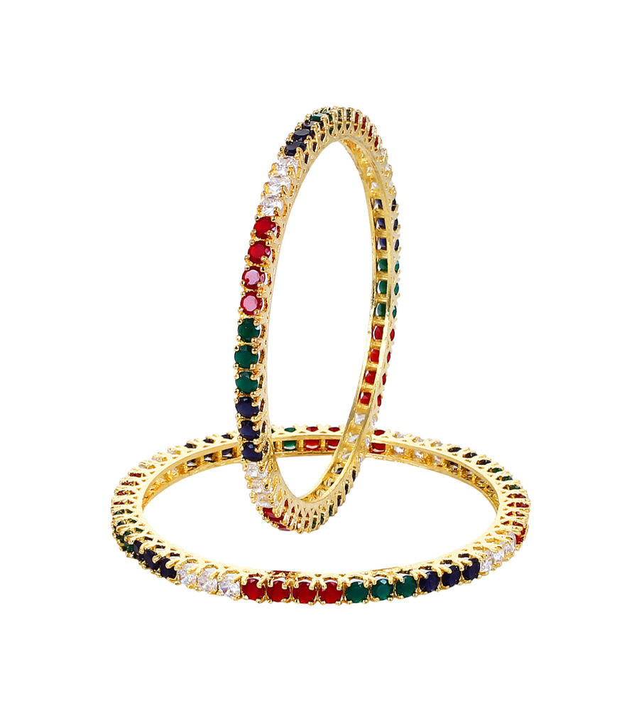 Youbella Multicolor American Diamond Jewellery Bangles For Women (2.4)