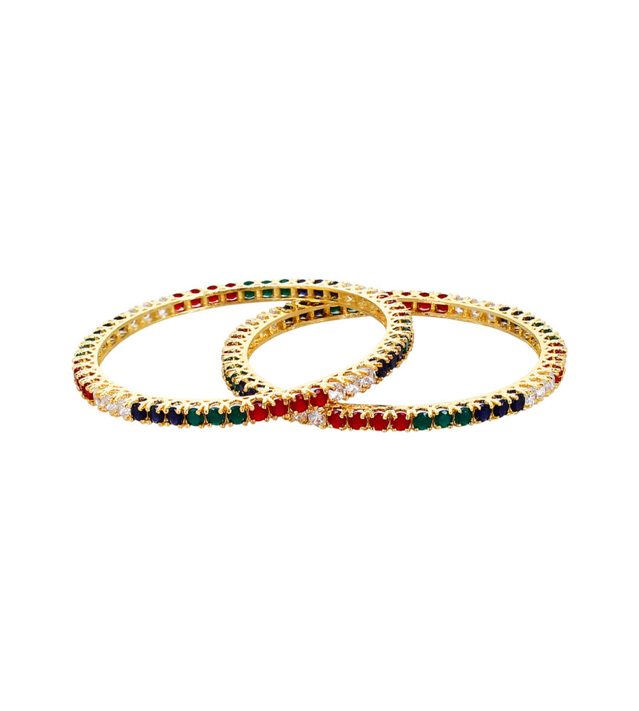 Youbella Multicolor American Diamond Jewellery Bangles For Women (2.4)