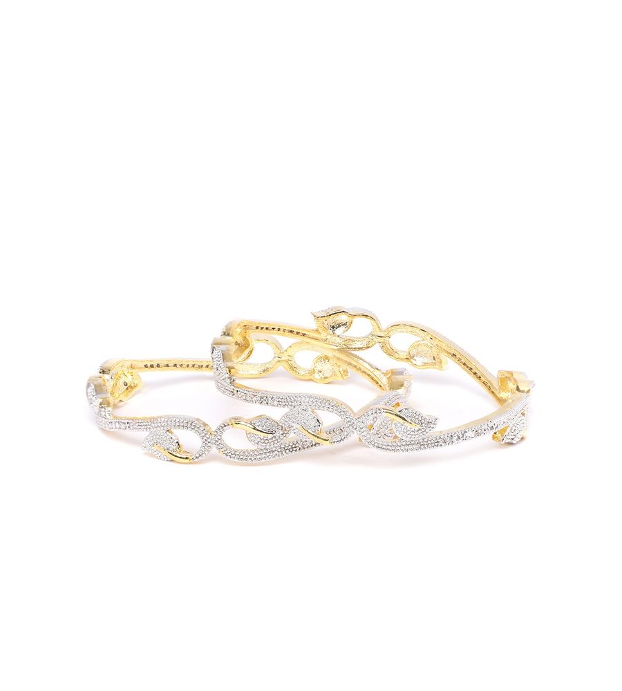 YouBella White Gold Plated American Diamond Bangles for Women