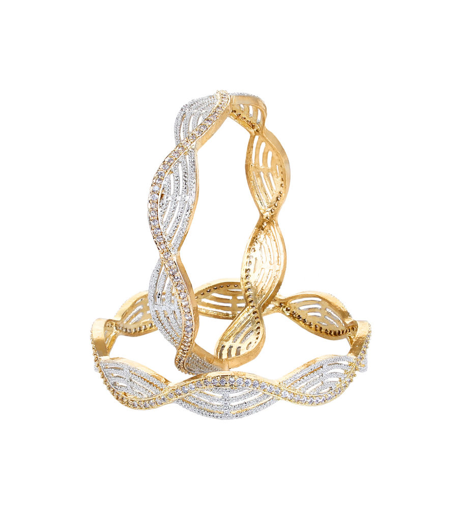 YouBella White, golden American Diamond Gold Plated Jewellery Bangles for Women and Girls (2.4)