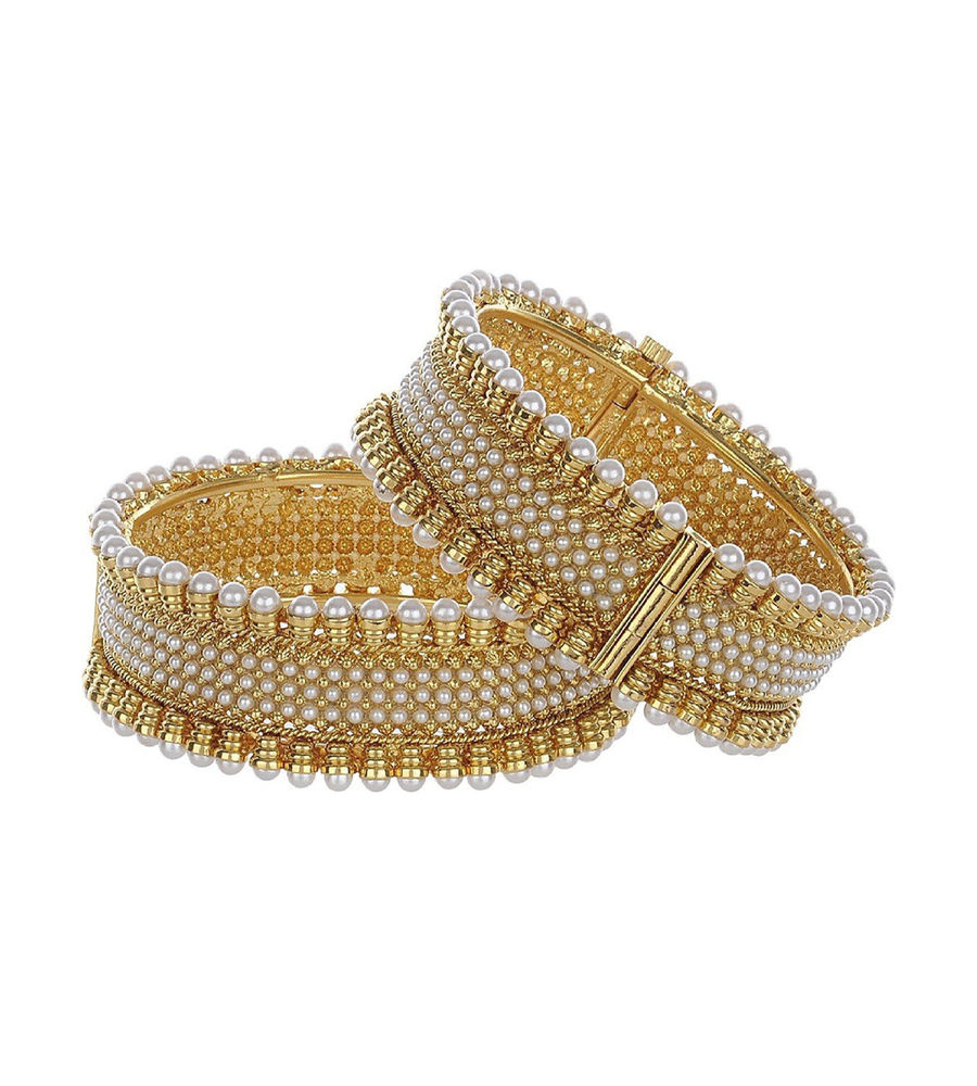 YouBella Stylish Traditional Jewellery Gold Plated and Pearl Bangle Set for Women (Golden)(YBBN_91053E)